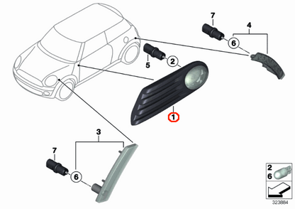 BMW MINI (R56 JCW GP) / フェンダーサイドマーカー＆グリル 左 / 63137321105 / MINI純正 ｜ EURO  AUTO（ユーロオート）