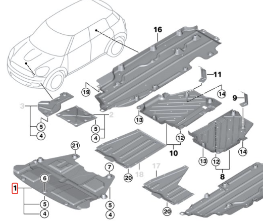 BMW MINI (R60 R61) / エンジンアンダーカバー / 51759800664 / MINI純正 ｜ EURO AUTO（ユーロオート）