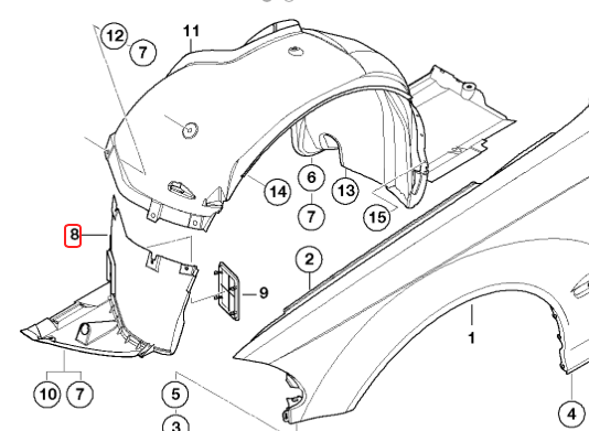 BMW (E46) / フロントフェンダーライナー インナフェンダー 左 / 51718224985 / BMW純正