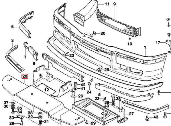 BMW (E36 M3) / フロント スポイラー ホルダー付きセット