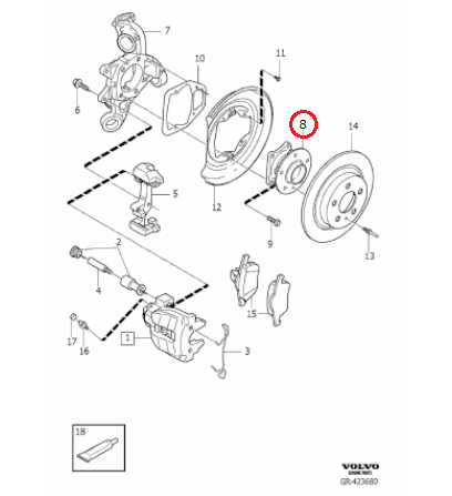 VOLVO (S60 V70 S80) / リアホイールハブ＆ベアリング / 9173872 / SKF [BR930392]