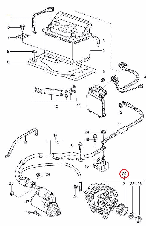 ポルシェ (996 997 986 987) / オルタネーター (150Amp) ティプトロ用