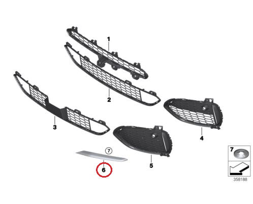 BMW (F15) / フロントバンパー グリルトリム 左 / 51118056867 / BMW純正 ｜ EURO AUTO（ユーロオート）