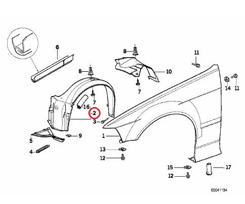 BMW (E36) / フロントインナーフェンダー 左 / 51718151561 / BMW純正 ｜ EURO AUTO（ユーロオート）