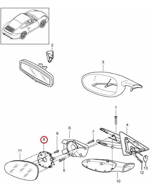 ポルシェ (997 987 970) / ドアミラーモーター / 99762404701 / ポルシェ純正 ｜ EURO AUTO（ユーロオート）