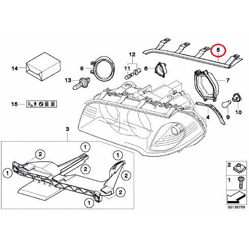 BMW (E83 X3) / ヘッドライトアッパーカバー 左 / 63126939273 / BMW