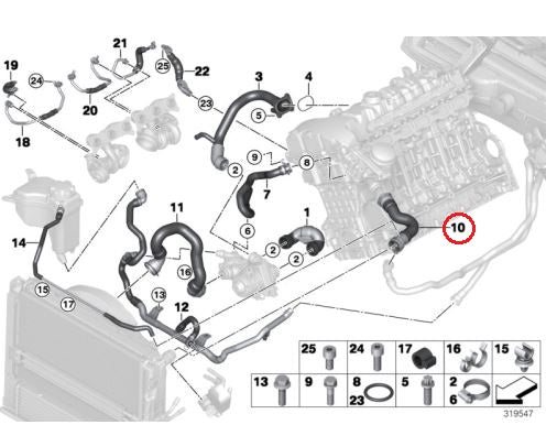 BMW (E82 E88 E90 E92 E89) / ラジエーターアッパーホース