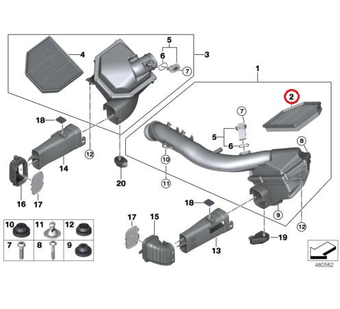 BMW (M2 M3 M4 M5 M6) / エアフィルター バンク2 右側 / 13727843283