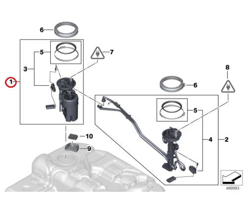 BMW (E70) / フューエルポンプ 燃料ポンプ 右側 レベルセンサー付