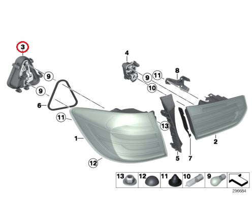 BMW (F31) / テールランプバルブソケットパネル 右 フェンダー側 / 63217313048 / BMW純正 ｜ EURO  AUTO（ユーロオート）