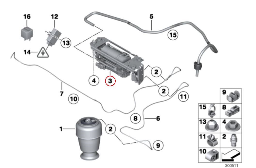 BMW (F01 F07 F11) / リアエアサスコンプレッサー コンプレッサーのみ / 37206875176 / Arnott [P2 ｜  EURO AUTO（ユーロオート）