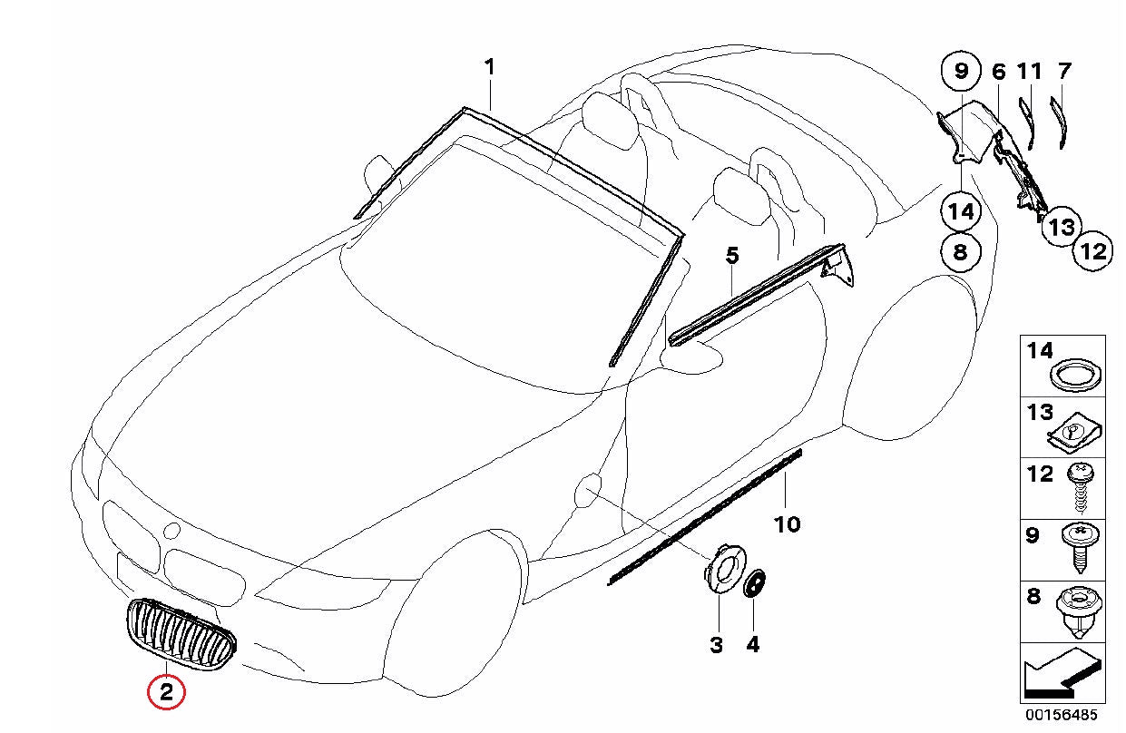 BMW (E85 E86 Z4) / キドニーグリル 左 / 51137051957 / BMW純正