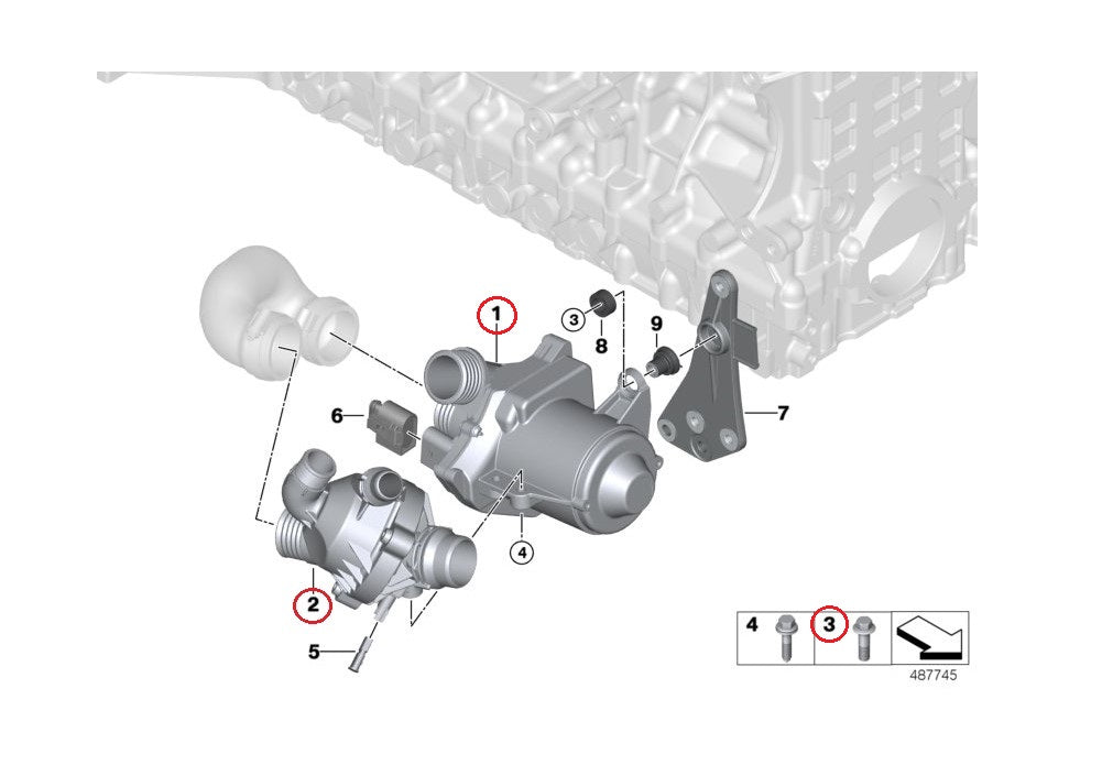 BMW (E60 E63 E87 E90) / ウォーターポンプ＆サーモスタット OEM