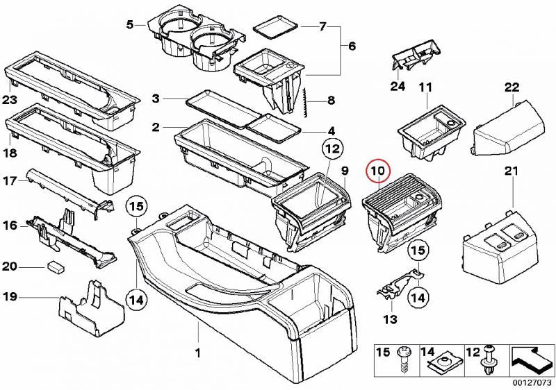 BMW (E46) / センターコンソールリアアッシュトレイ ブラック＆クローム / 51168258280 / BMW純正