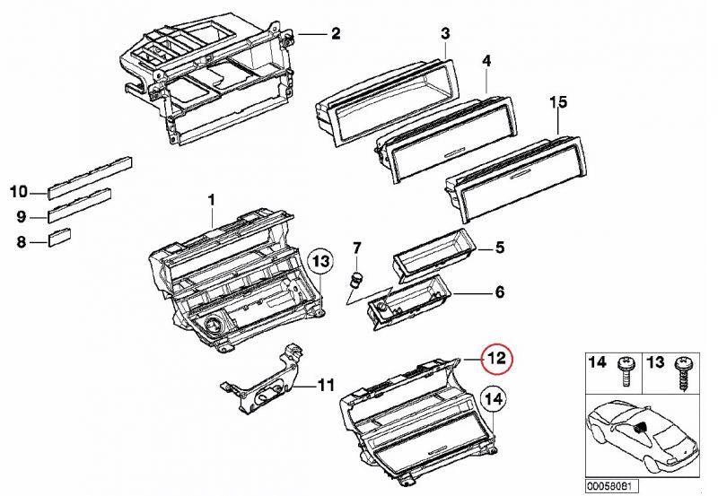 BMW (E46) / センターコンソールパネル 喫煙者用パッケージ 左ハンドル車用 / 51167001410 / BMW純正 ｜ EURO  AUTO（ユーロオート）