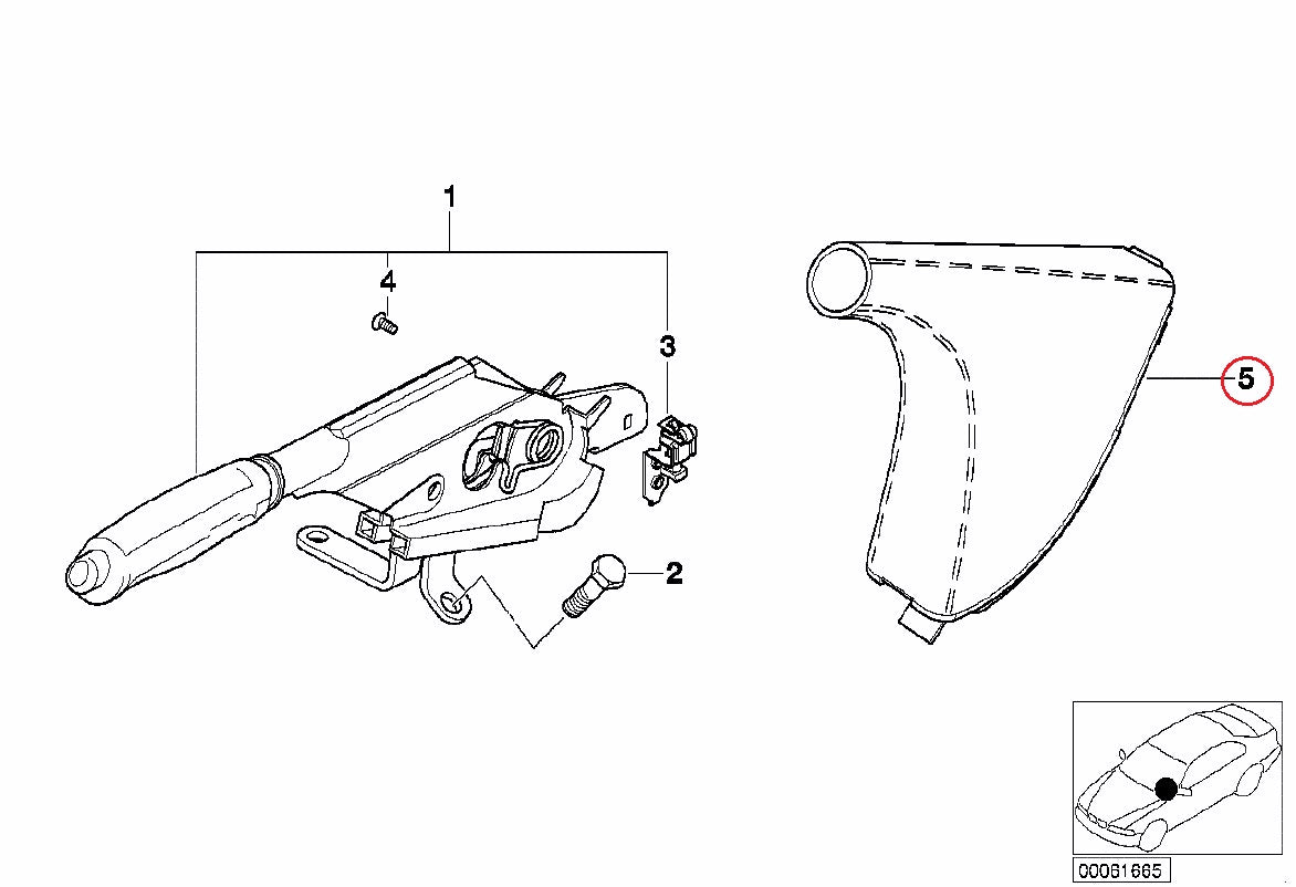 BMW (E46) / パーキングブレーキブーツ サイドブレーキブーツ ブラックレザー / 34408227928 / BMW純正