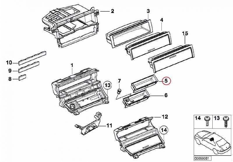 BMW (E46 E63 E64) / センターコソールパネルトレイ / 51168208369