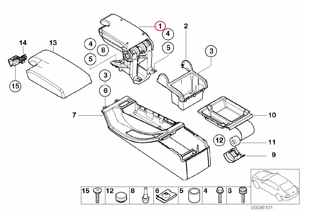 BMW (E46 M3) / アームレスト イモラレッドレザー 左ハンドル車用 / 51167902745 / BMW純正 ｜ EURO  AUTO（ユーロオート）