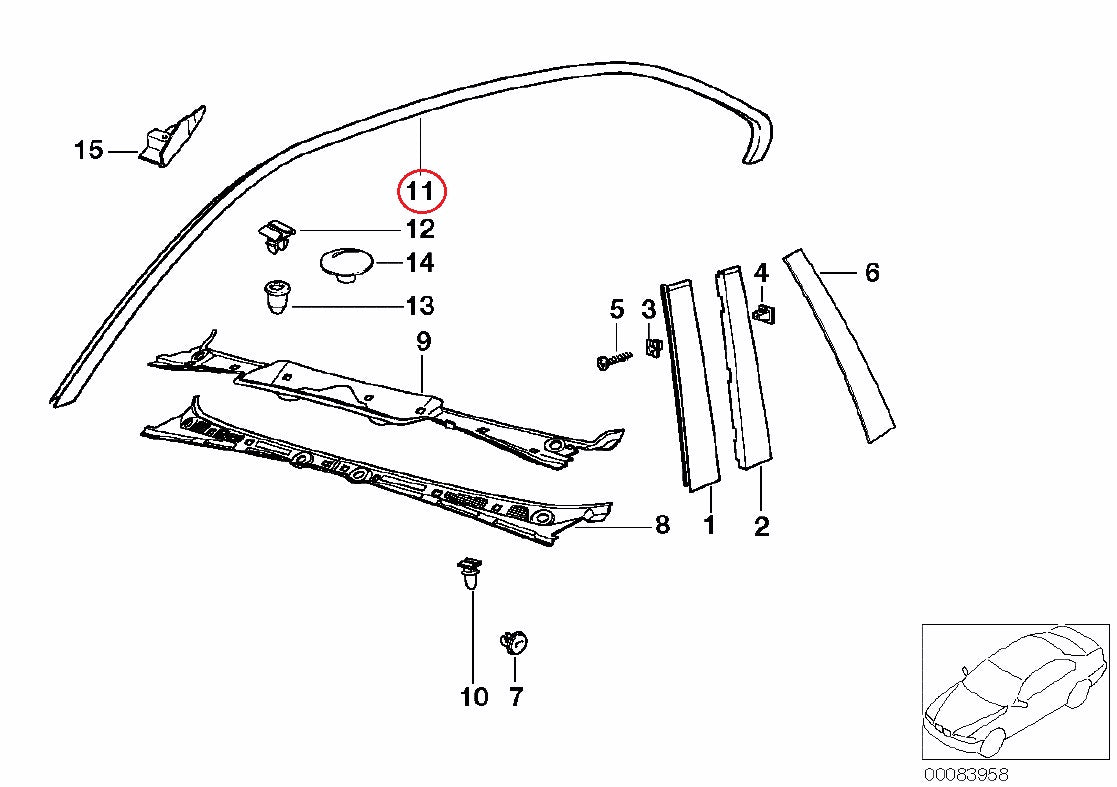 BMW (E36 クーペ M3) / ルーフモール 左 / 51131977681 / BMW純正