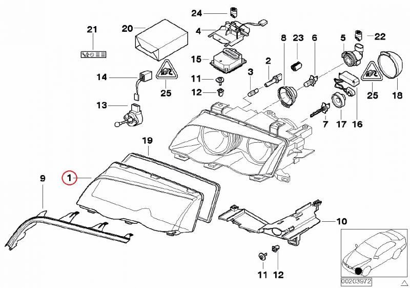 BMW (E46セダン ツーリング) / ヘッドライトレンズ 左右セット 後期用 / 63126924043・63126924044 / B ｜  EURO AUTO（ユーロオート）