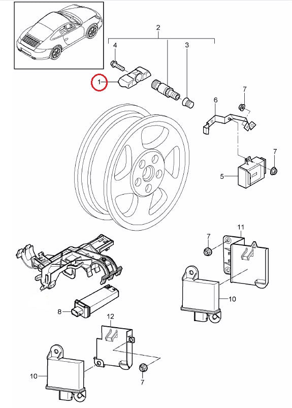 ポルシェ / TPMS タイヤ空気圧センサー 433MHz / 9A790727506 / Huf [RDE011] ｜ EURO  AUTO（ユーロオート）