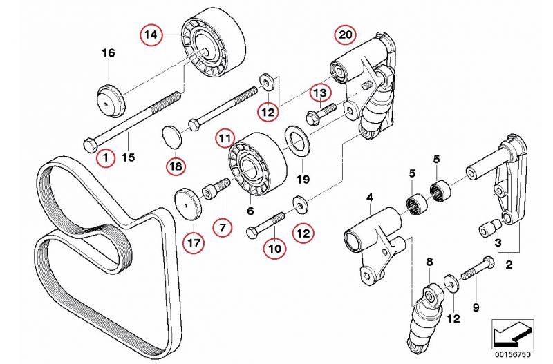 BMW 325xi/330i 2001 02 03 04 2005 自動ベルトテンショナー