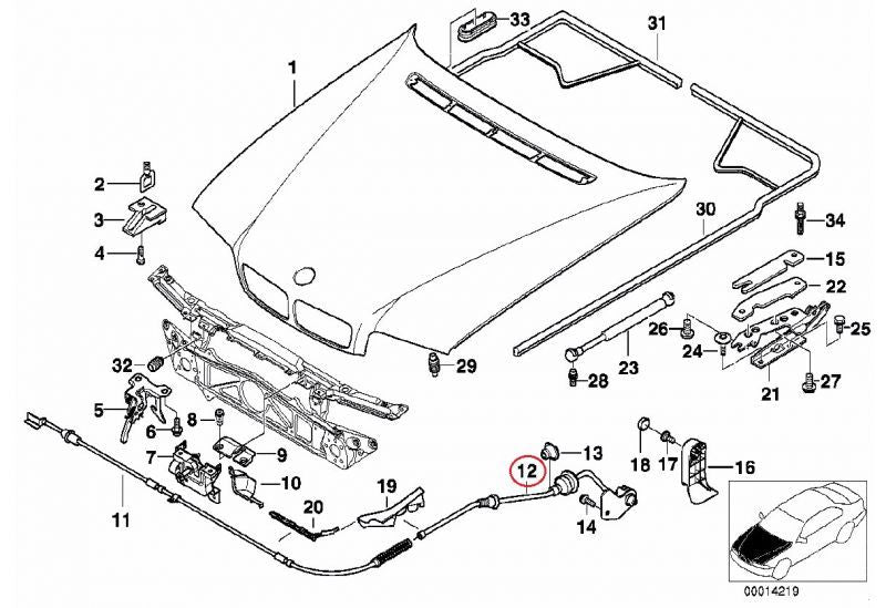 BMW (E38) / エンジンフード ボンネット リリースケーブル レバー側 右ハンドル車用 / 51238171529 / BMW純正 ｜  EURO AUTO（ユーロオート）