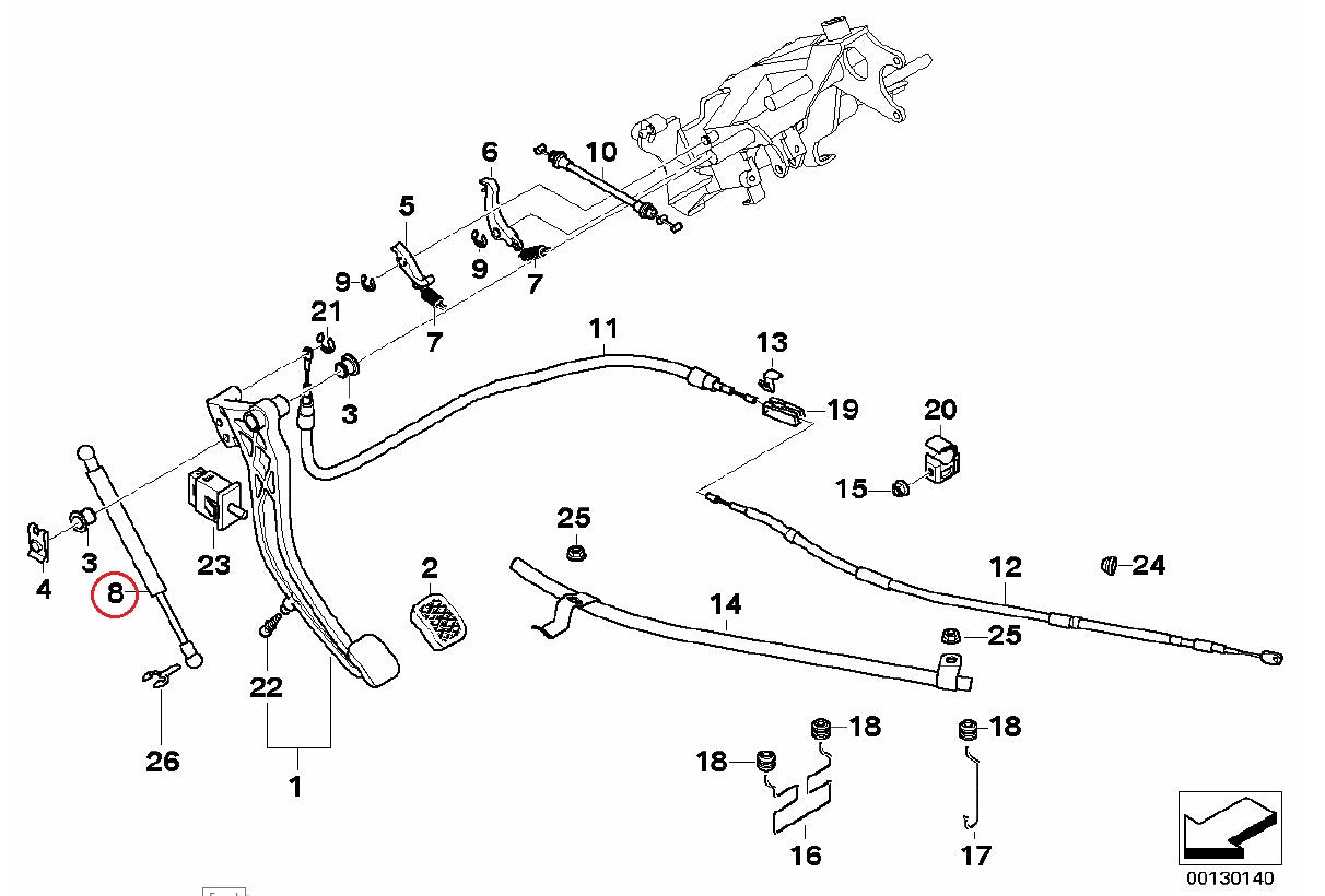 BMW (E38) / パーキングブレーキペダルダンパー 10mm / 35511165407