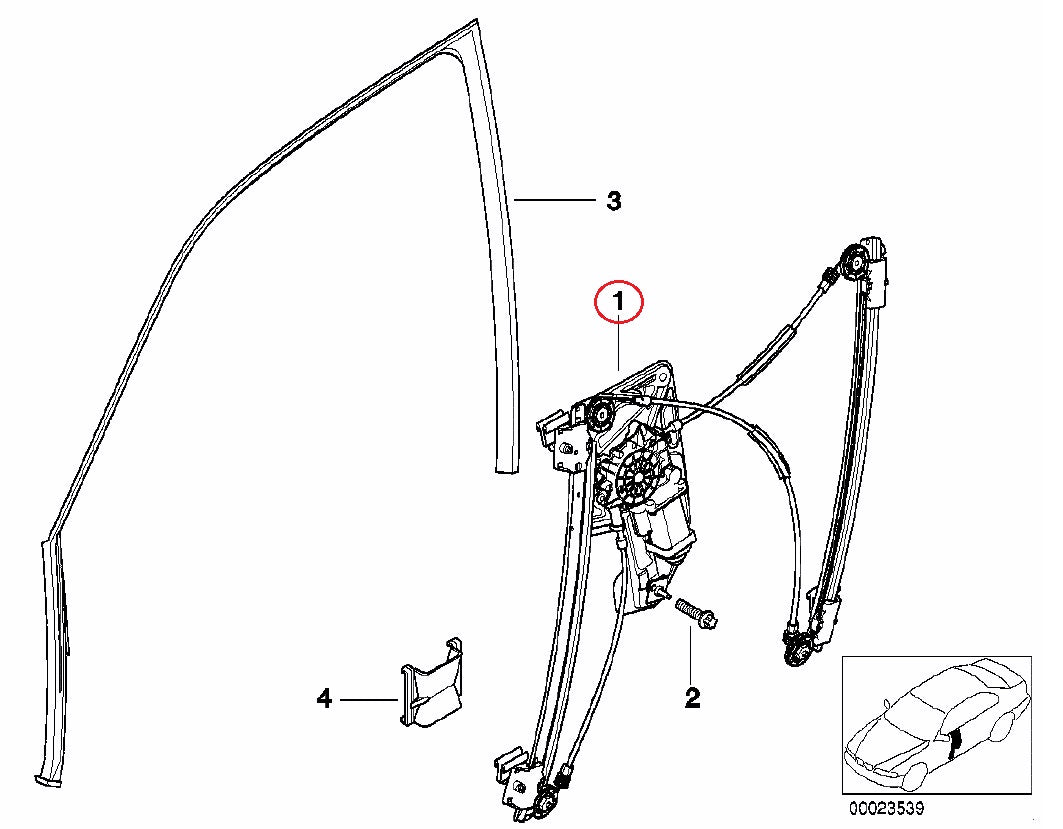 BMW (E38) / フロントウィンドウレギュレーター 左 モーター付 / 51338125201 / URO