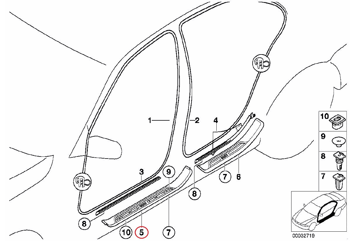 BMW (E39) / フロントドアスカッフプレート エントランスモール 左 M