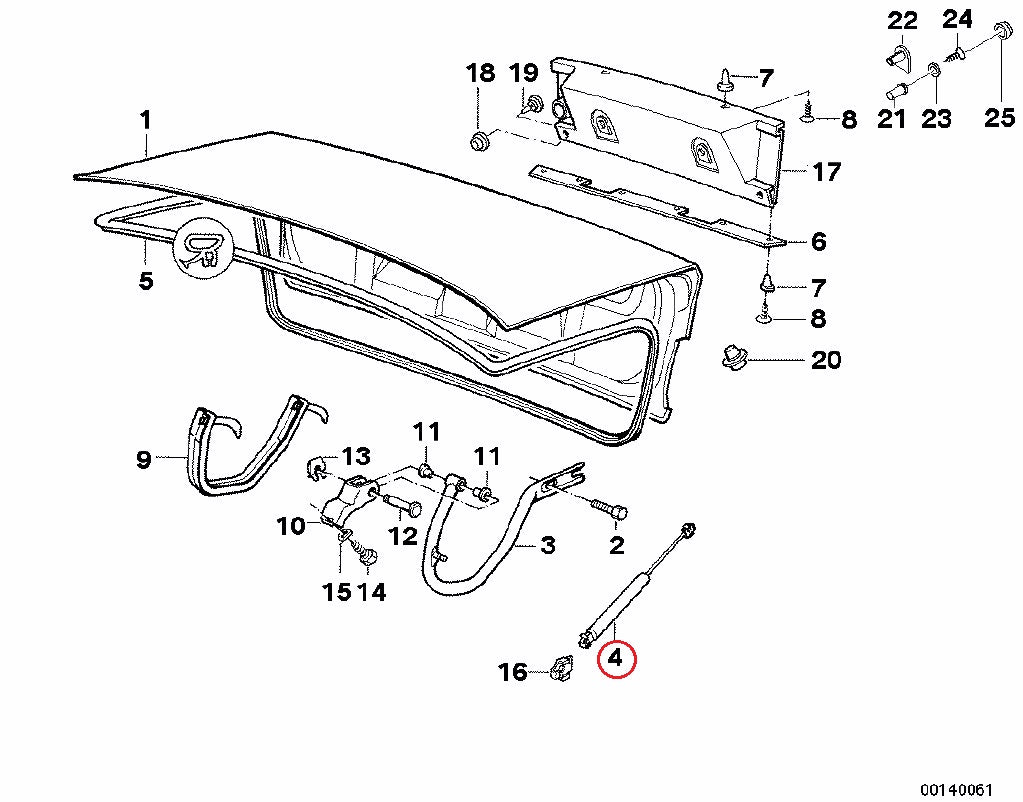 BMW (E34) / トランクダンパー Mテクニックリアスポイラー付用 / 51242231663 / BMW純正 ｜ EURO  AUTO（ユーロオート）