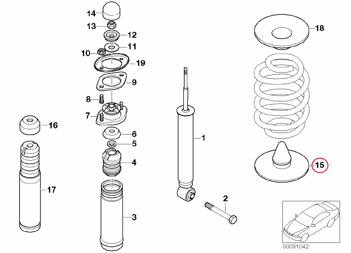 BMW (E46 E85 E83) / リア ロアスプリングパッド / 33531094518 / BMW純正 ｜ EURO AUTO（ユーロオート）