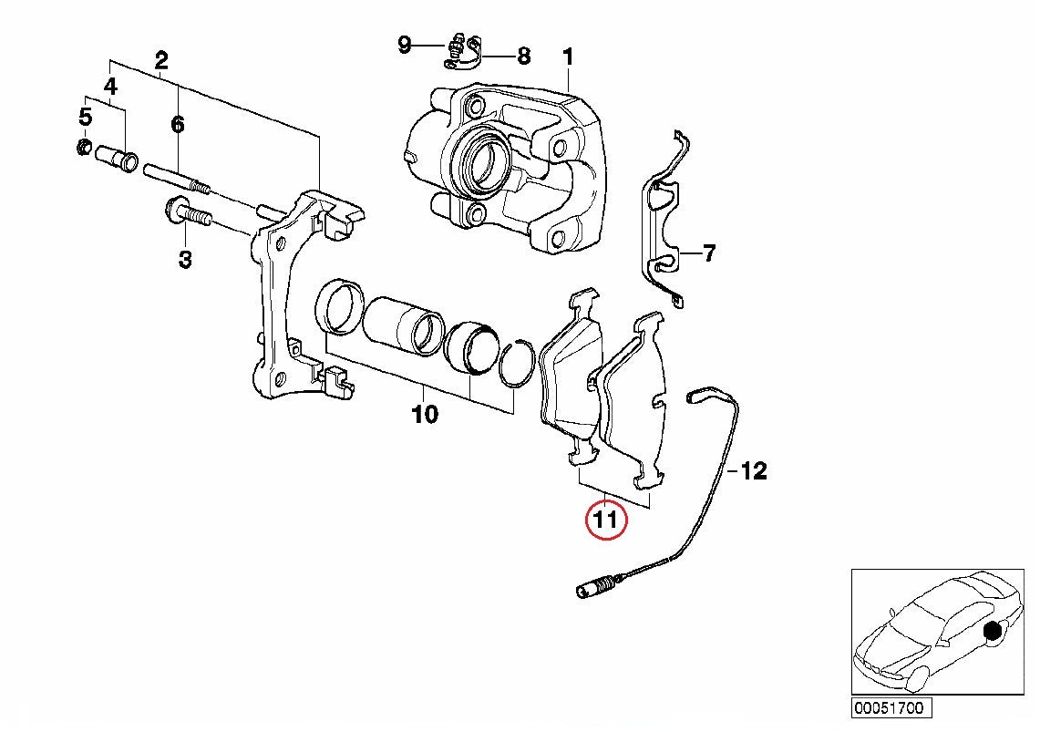 BMW (E38 E52 E53 E46 M3 E39 M5 Z4M) / 低ダスト リア ブレーキパッド