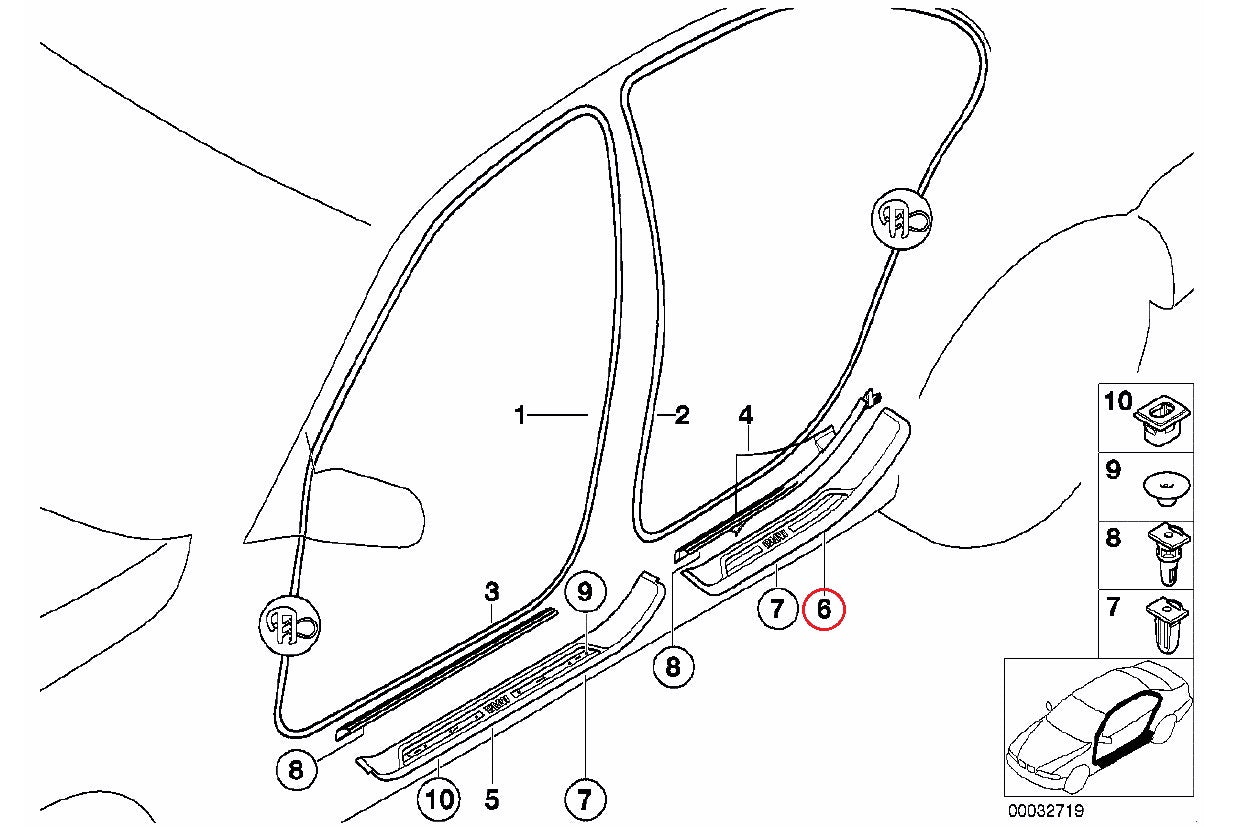 BMW (E39) / リアドアスカッフプレート エントランスモール 左 / 51478168039 / BMW純正 ｜ EURO  AUTO（ユーロオート）