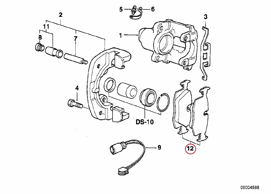 BMW (E38 E39 E53) / 低ダスト フロント ブレーキパッド 左右セット / 34116761252 / Akebono [EUR681]