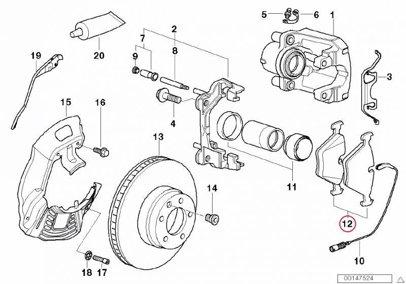 BMW (E38 E39 E53) / 低ダスト フロント ブレーキパッド 左右セット / 34116761252 / Brembo [P0 ｜  EURO AUTO（ユーロオート）