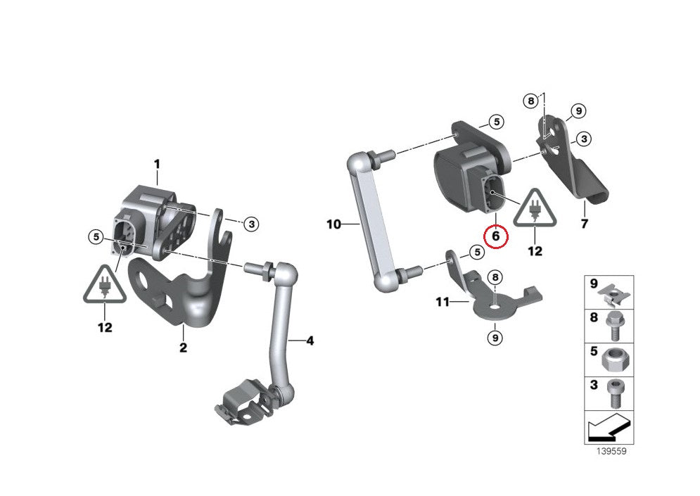 BMW (E60 E87 E90) / ヘッドライト ハイトレベルセンサー 光軸センサー