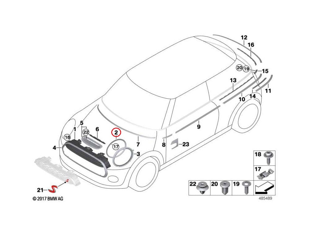 BMW MINI (F55 F56 F57) / ヘッドライトリング クローム 左