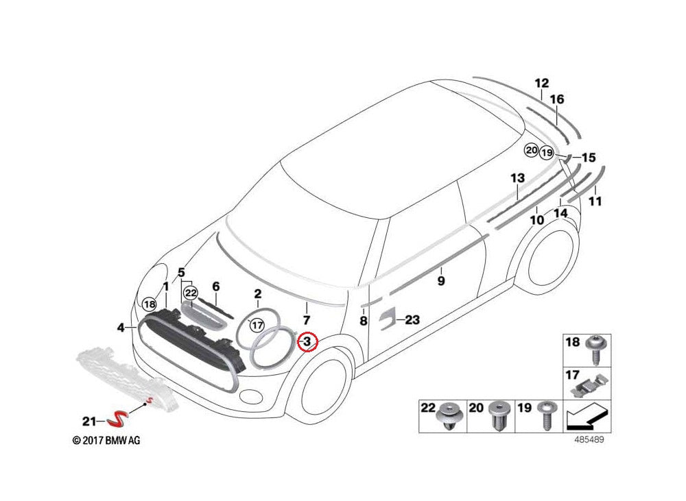 BMW MINI (F55 F56 F57) / ヘッドライトガスケット 左 / 51767391409 / MINI純正 ｜ EURO  AUTO（ユーロオート）