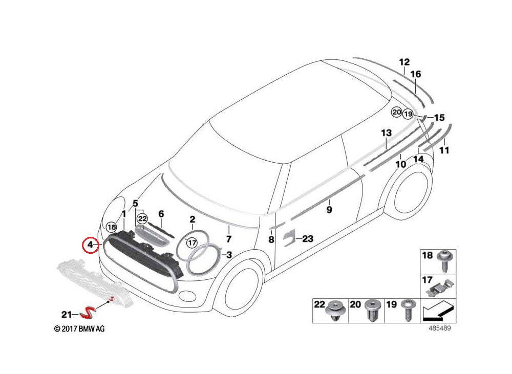 BMW MINI (F55 F56 F57) / フロントグリルフレーム ブラック 