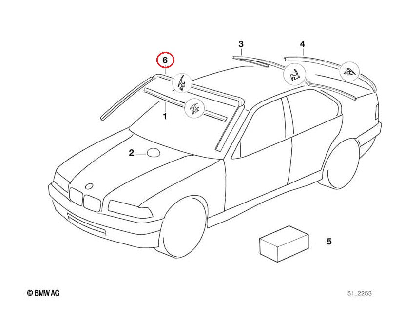 BMW (E36 クーペ カブリオレ) / フロントガラスアッパーモール / 51311977607 / BMW純正