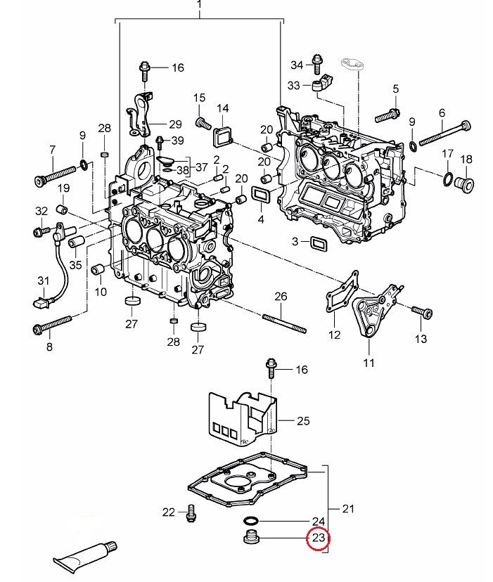 ポルシェ (996 997 986 987) / エンジンオイルドレンプラグ ドレンボルト / 90021900930 / ポルシェ純正