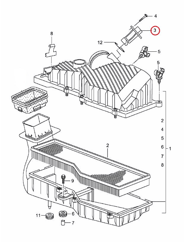 ポルシェ (996 986) / エアマスセンサー エアフロメーター / 99660612300 / BOSCH [0280217007]