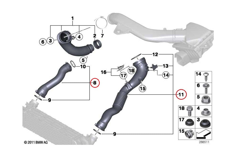 BMW (F22 F30 F32 F87) / チャージパイプ＆ブーストパイプセット アルミ＆シリコン製 /  13717602652・13717604033 / TURNER [024592TMS09KT]