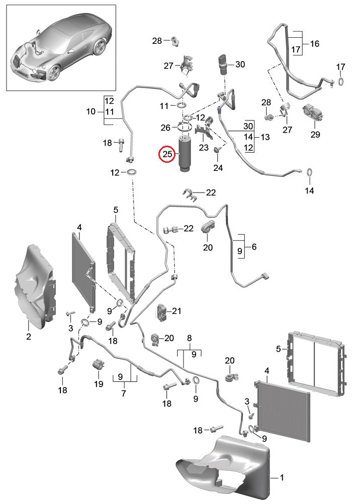 ポルシェ (993 996 991 986 987 981) / エアコンレシーバータンク ドライヤー / 94457314301 / DENSO  [478-2001]