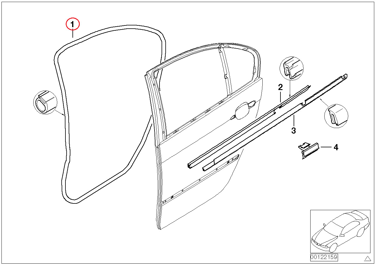 BMW (E46 セダン) / リアドアウェザーストリップ ドア側 左 / 51348194697 / BMW純正